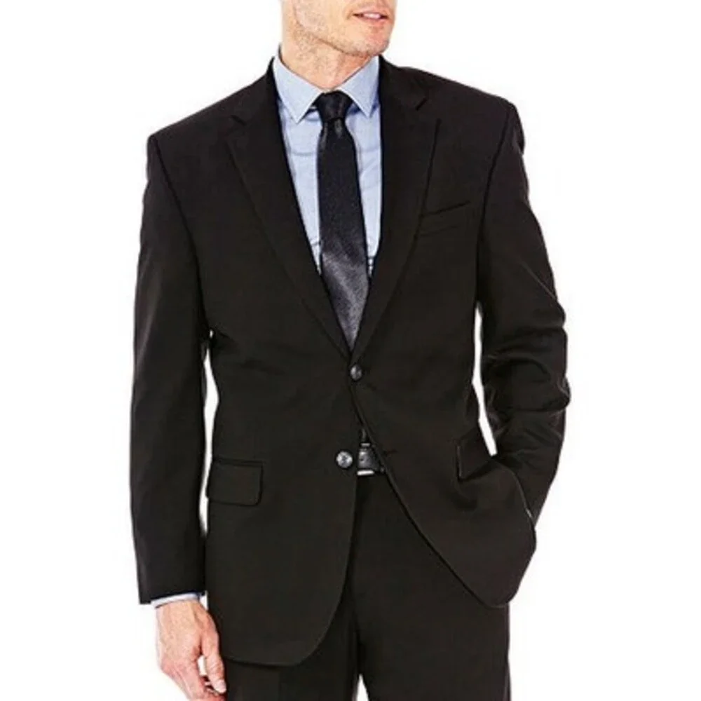 J.M. Haggar Premium Stretch Classic-Fit Suit Jacket Men's 44 Black Long Sleeves